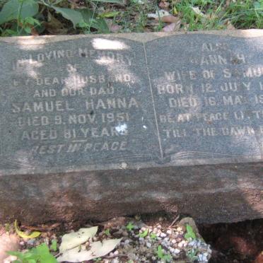 HANNA Samuel -1951 &amp; Hannah 1870-1965