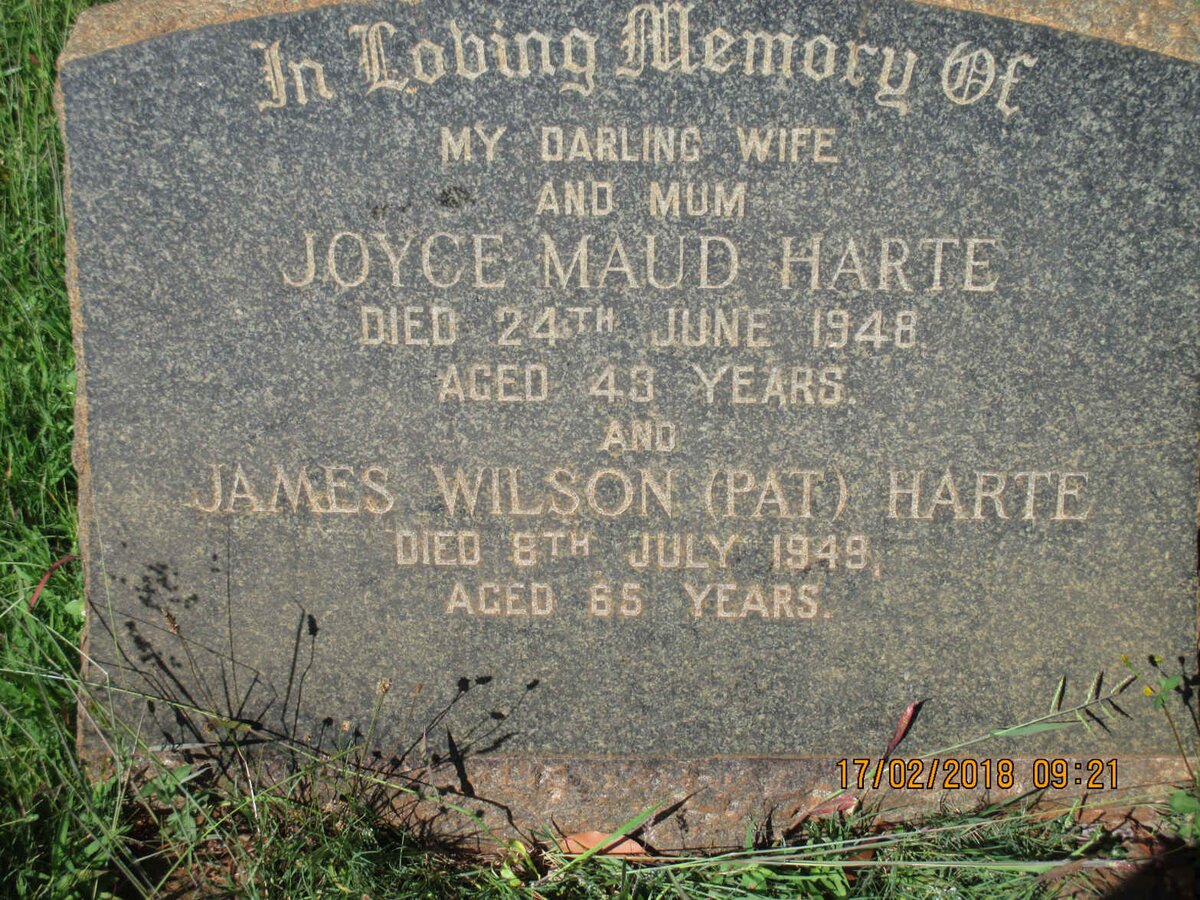 HARTE James Wilson -1949 &amp; Joyce Maud -1948