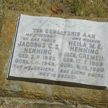 HENNING Jacobus C.S. 1865-1948 &amp; Heila M.E. CREMEI 1869-1950