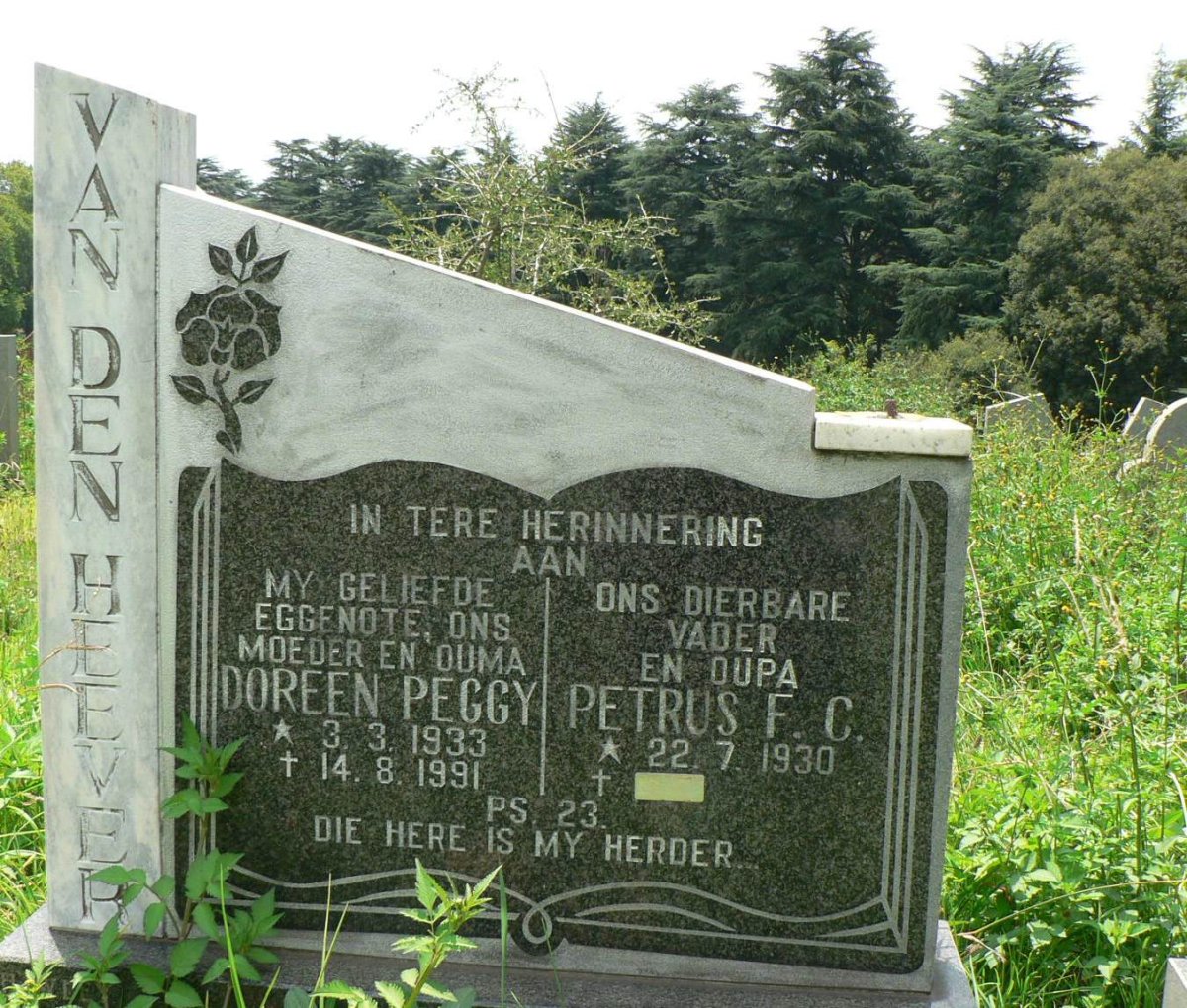 HEEVER Petrus F.C., van den 1930-  &amp; Doreen Peggy 1933-1991