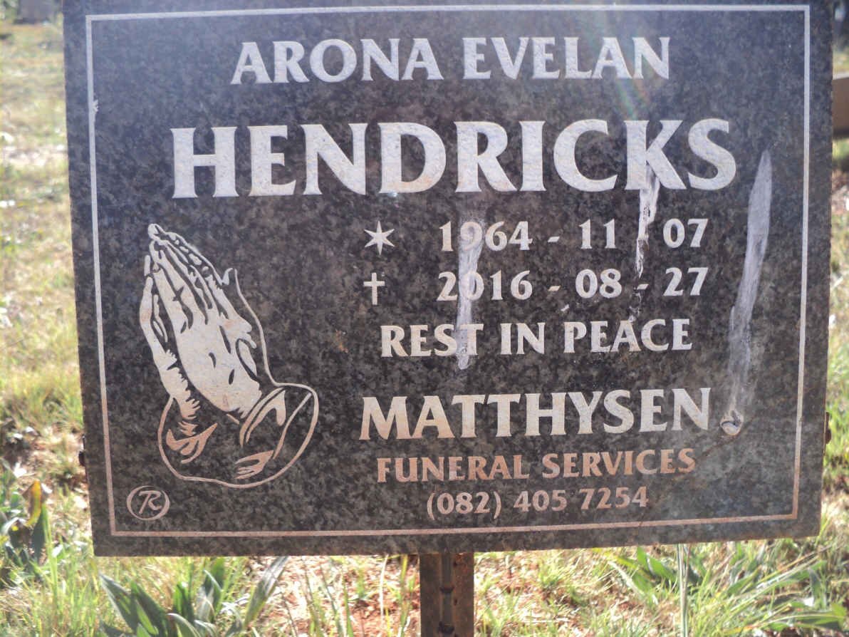 HENDRICKS Arona Evelan 1964-2016
