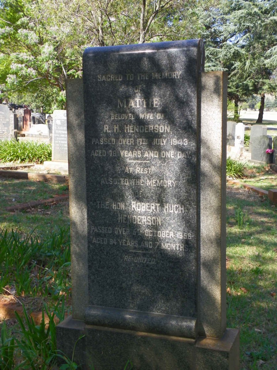 HENDERSON Robert Hugh -1956 &amp; Mattie -1943