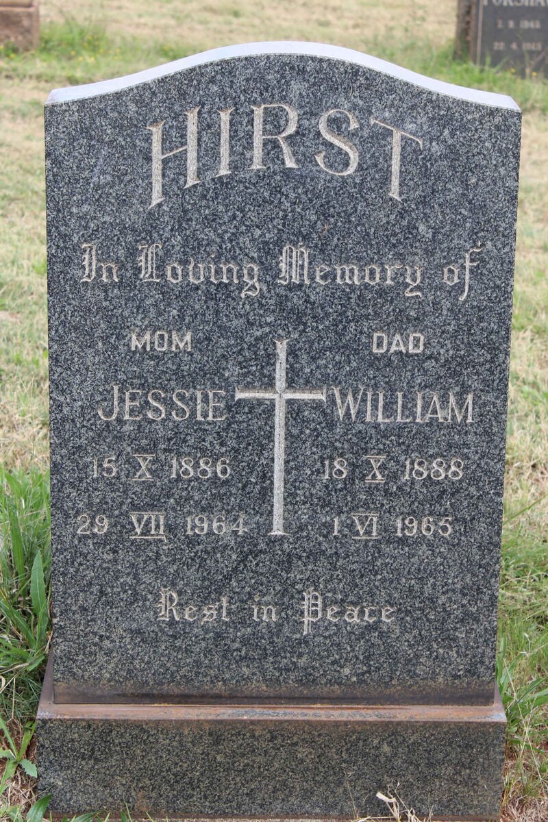 HIRST William 1888-1965 &amp; Jessie 1886-1964
