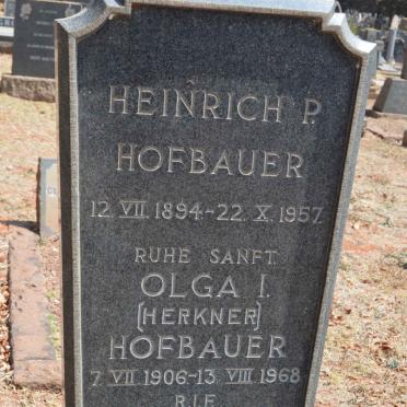 HOFBAUER Heinrich P. 1894-1957 &amp; Olga I. HERKNER 1906-1968