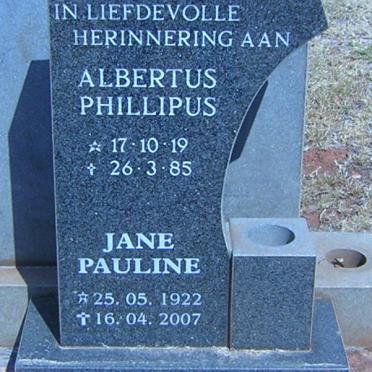 HOLTZHAUSEN Albertus Phillipus 1919-1985 &amp; Jane Pauline 1922-2007