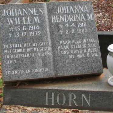 HORN Johannes Willem 1914-1972 &amp; Johanna Hendrina M. 1916-1983