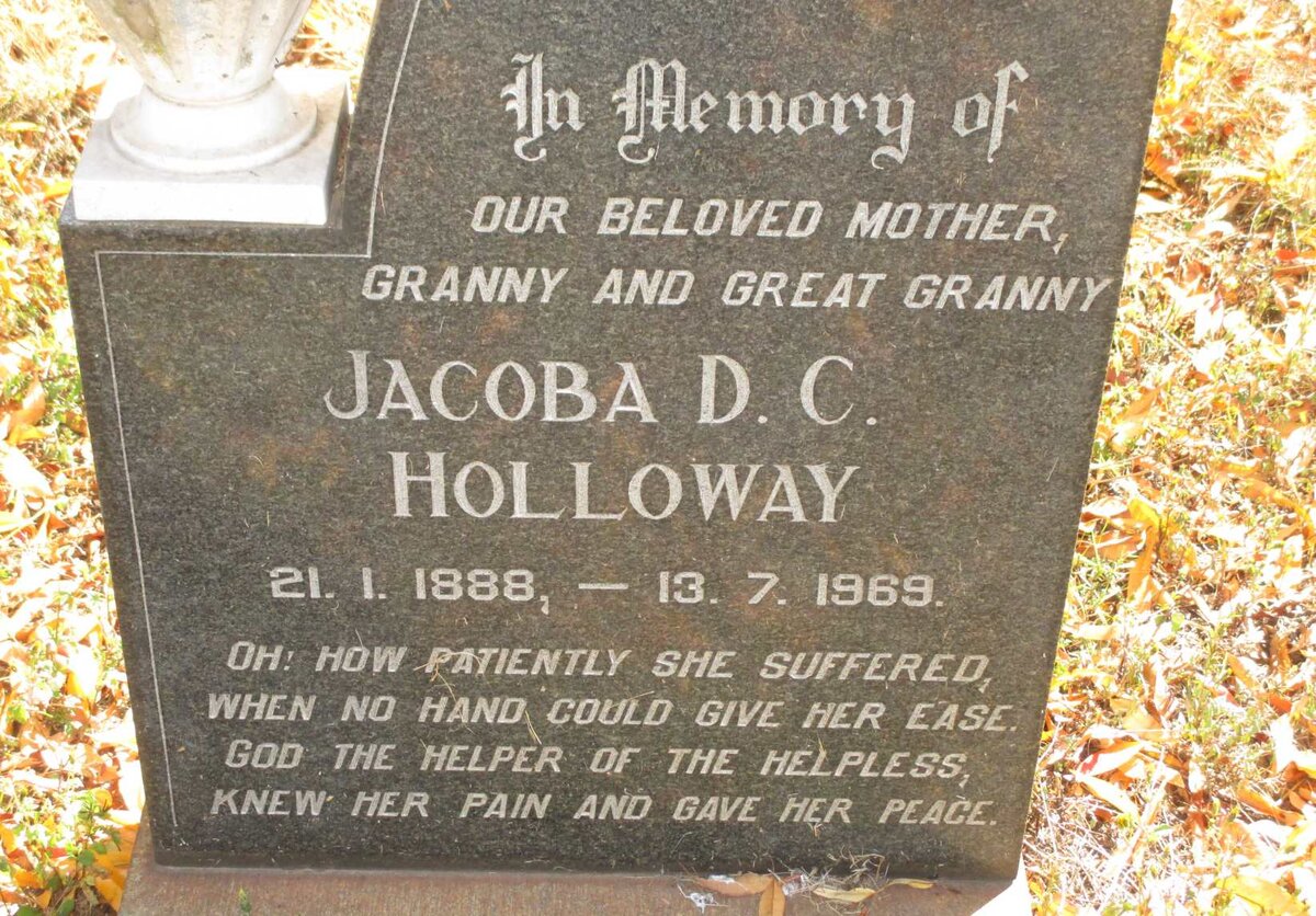 HOLLOWAY Jacoba D.C. 1888-1969