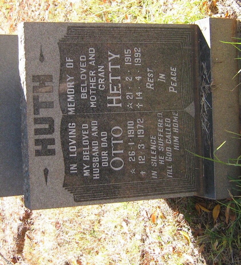 HUTH Otto 1910-1972 &amp; Hetty 1915-1992