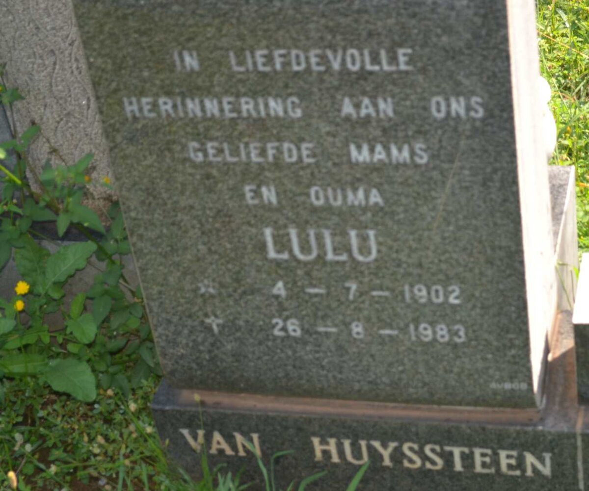 HUYSSTEEN Lulu, van 1902-1983