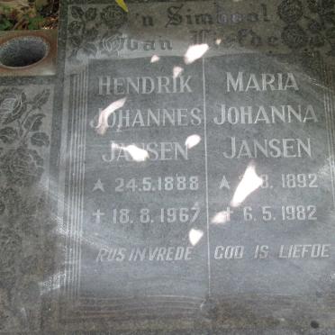JANSEN Hendrik Johannes 1888-1967 &amp; Maria Johanna 1892-1982