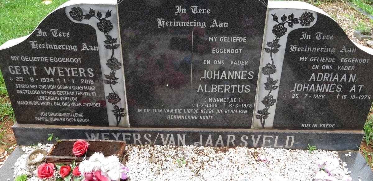 JAARSVELD Adriaan Johannes A.T., van 1926-1975 :: VAN JAARSVELD Johannes Albertus 1935-1975 :: WEYERS Gert 1934-2015