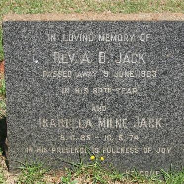 JACK A.B. -1963 &amp; Isabella Milne 1885-1974