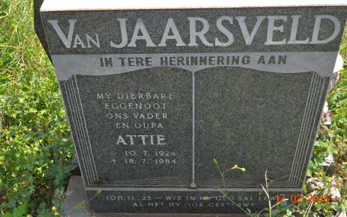 JAARSVELD Attie, van 1924-1984
