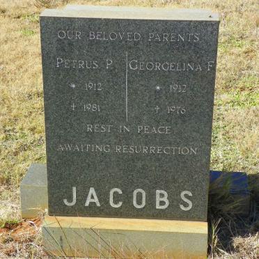JACOBS Petrus P. 1912-1981 &amp; Georgelina F. 1912-1976