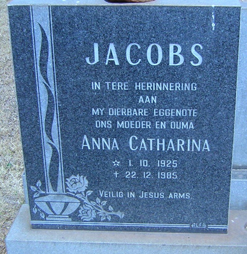 JACOBS Anna Catharina 1925-1985