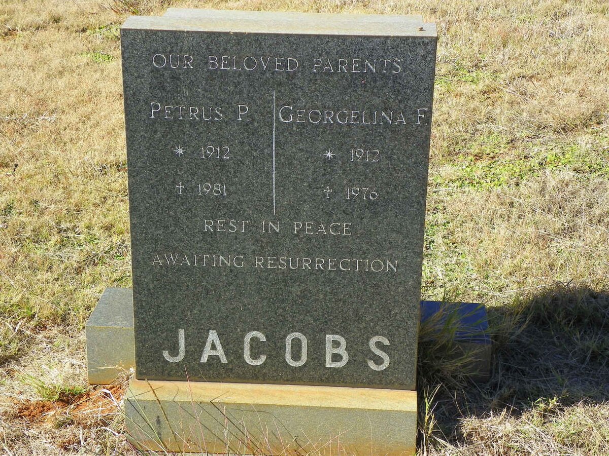 JACOBS Petrus P. 1912-1981 &amp; Georgelina F. 1912-1976