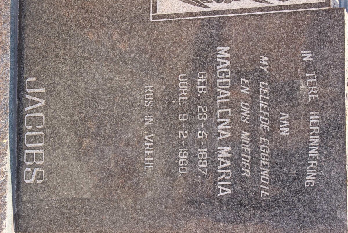 JACOBS Magdalena Maria 1897-1960