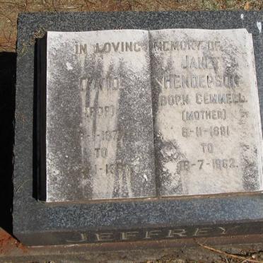 JEFFREY David 1877-1956 &amp; Janet Henderson GEMMELL  1881-1962