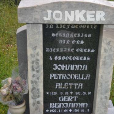 JONKER Gert Benjamin 1920-1999 &amp; Johanna Petronella Aletta 1920-1992