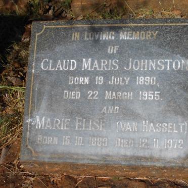 JOHNSTON Claud Maris 1890-1955 &amp; Marie Elise VAN HASSELT 1889-1972