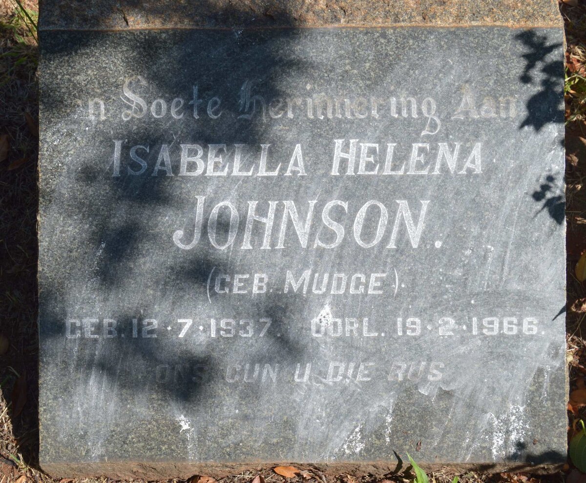 JOHNSON Isabella Helena nee MUDGE 1937-1966
