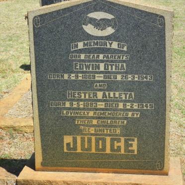 JUDGE Edwin Otha 1869-1943 &amp; Hester Alleta 1883-1949