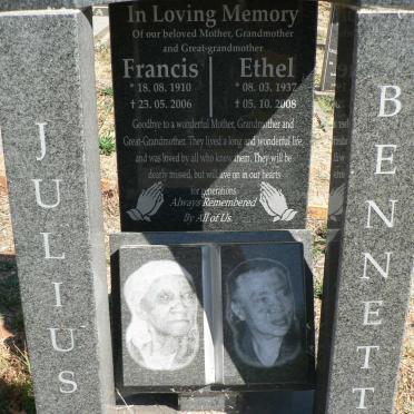 JULIUS Francis 1910-2006 :: BENNETT Ethel 1937-2008