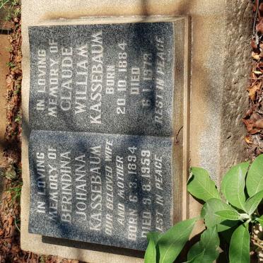 KASSEBAUM Claude William 1884-1973 &amp; Berindina Johanna 1894-1959