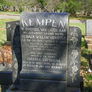 KEMPEN Schalk Willem Vorster 1915-1959 &amp; Johanna Catharina 1915-1978