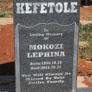 KEFETOLE Mokozi Lephina 1934-2018