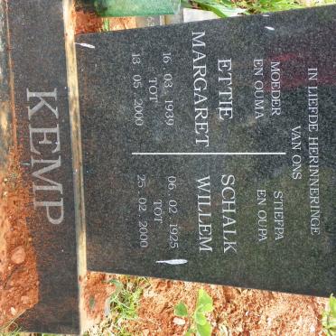 KEMP Schalk Willem 1925-2000 &amp; Ettie Margaret 1939-2000