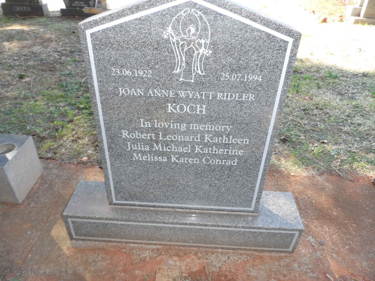 KOCH Joan Anne Wyatt Ridler 1922-1994