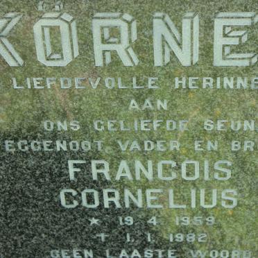 KÖRNER Francois Cornelius 1959-1982