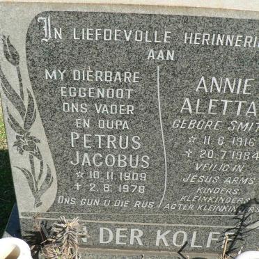 KOLFF Petrus Jacobus, van der 1909-1978 &amp; Annie Aletta SMITH 1916-1984
