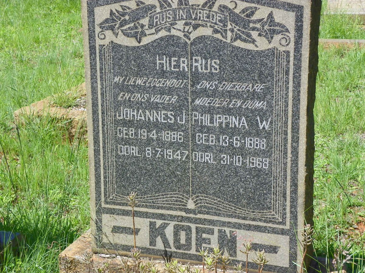 KOEN Johannes J. 1886-1947 &amp; Philippina W. 1888-1968