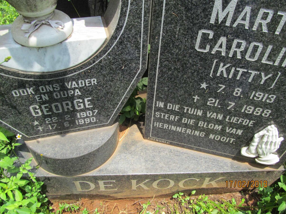 KOCK George, de 1907-1990 &amp; Martha Carolina 1913-1988