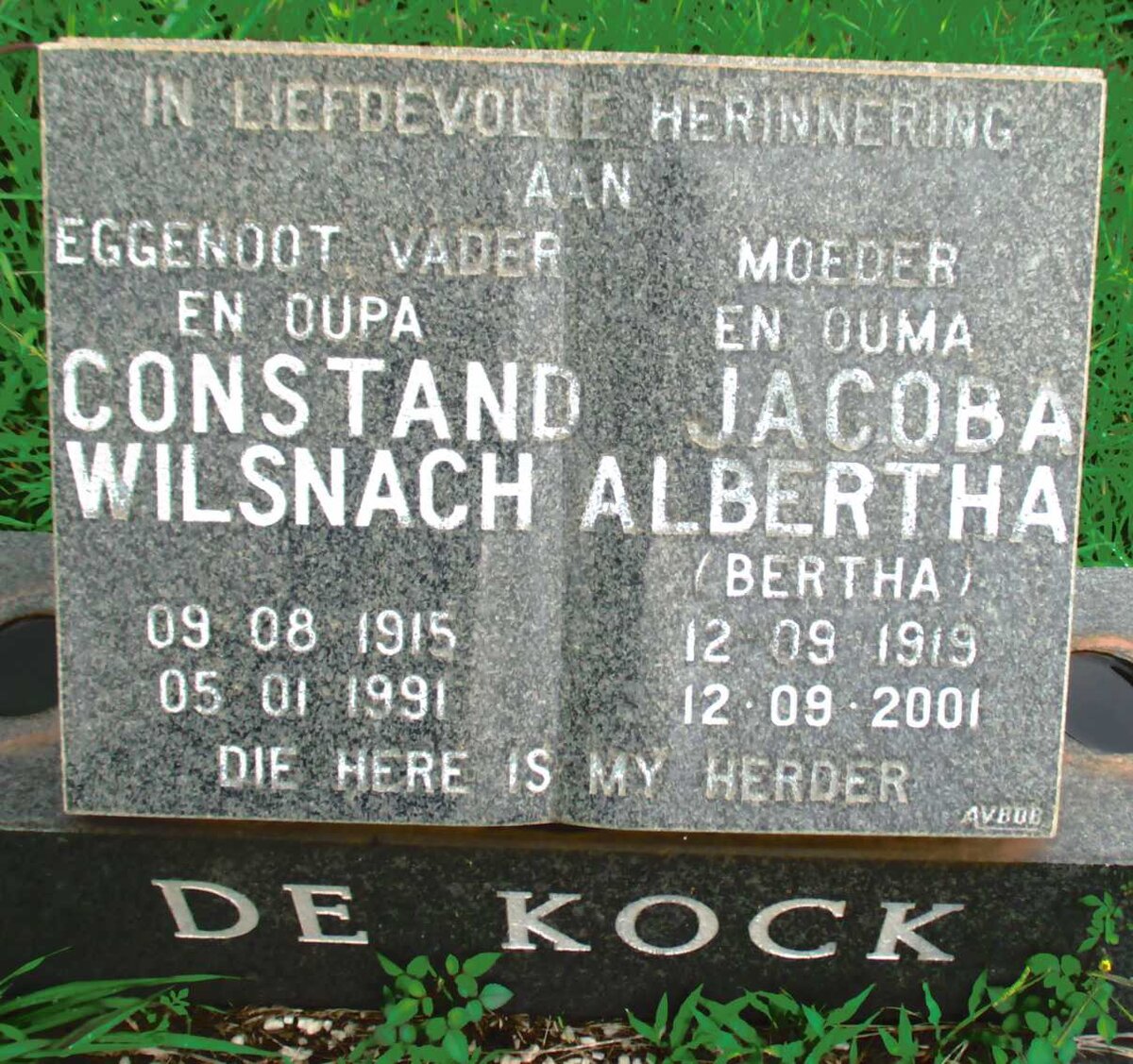 KOCK Constand Wilsnach, de 1915-1991 &amp; Jacoba Albertha 1919-2001