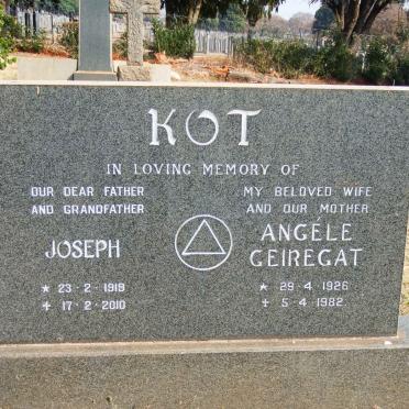 KOT Joseph 1919-2010 &amp; Angéle Geiregat 1926-1982