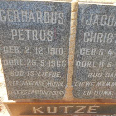 KOTZÉ Gerhardus Petrus 1910-1966 &amp; Jacomina Christina 1916-1977