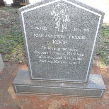 KOCH Joan Anne Wyatt Ridler 1922-1994