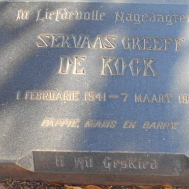 KOCK Servaas Greeff, de 1941-1961