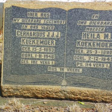 KOEKEMOER Gerhardus J.J.J. 1893-1948 &amp; Heila M. 1890-1948