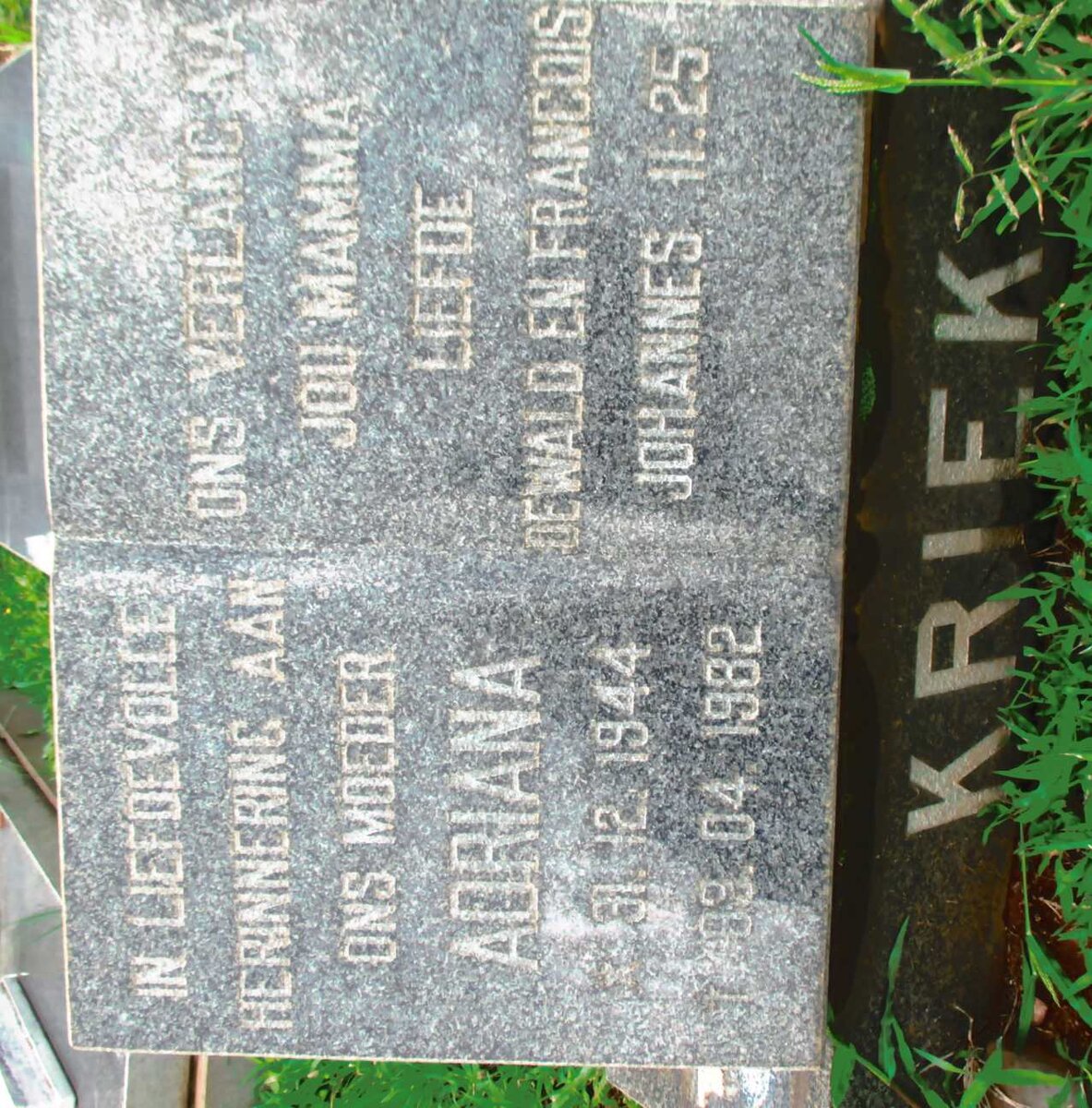 KRIEK Adriana 1944-1982