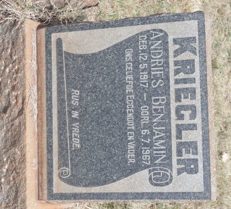 KRIEGLER Andries Benjamin 1917-1967