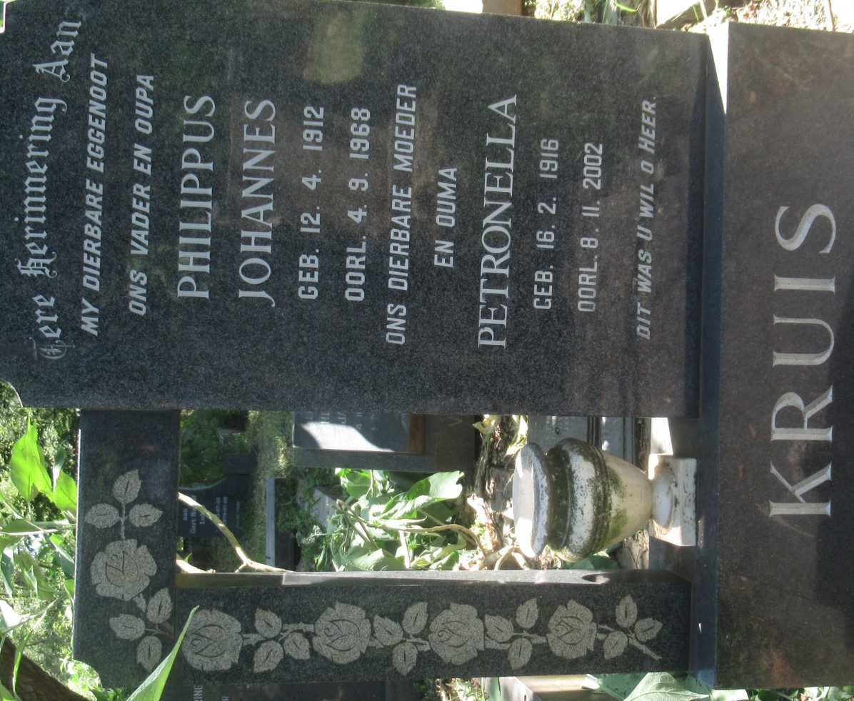 KRUIS Philippus Johannes 1912-1968 &amp; Petronella 1916-2002