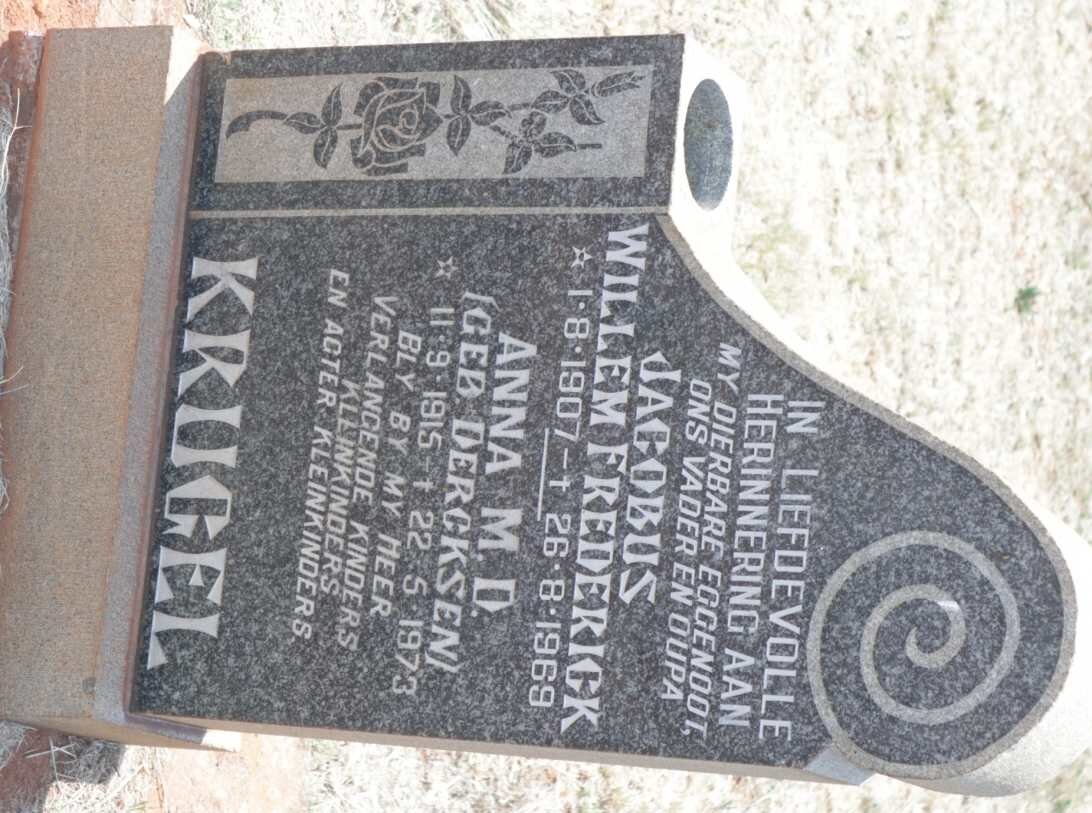 KRUGEL Jacobus Willem Frederick 1907-1969 &amp; Anna M.D. DERCKSEN 1915-1973