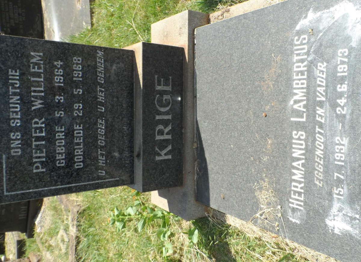 KRIGE Hermanus Lambertus 1932-1973 :: KRIGE Pieter Willem 1964-1968