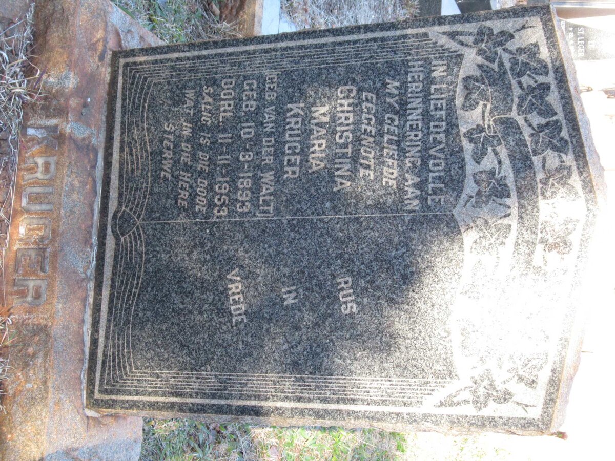 KRUGER Christina Maria nee VAN DER WALT 1893-1953