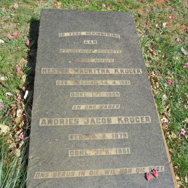 KRUGER Andries Jacob 1879-1961 &amp; Hester Magritha LESSING 1881-1959