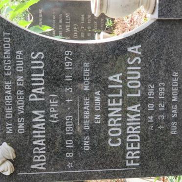 KRUGER Abraham Paulus 1909-1979 &amp; Cornelia Fredrika Louisa 1912-1993